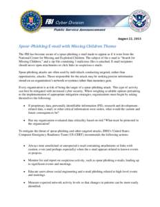 FBI  Cyber Division Public Service Announcement August 22, 2013