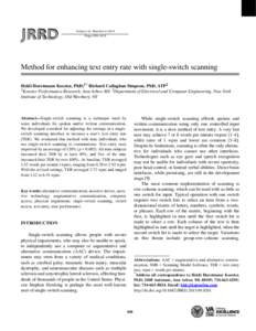 JRRD  Volume 51, Number 6, 2014 Pages 995–1012  Method for enhancing text entry rate with single-switch scanning