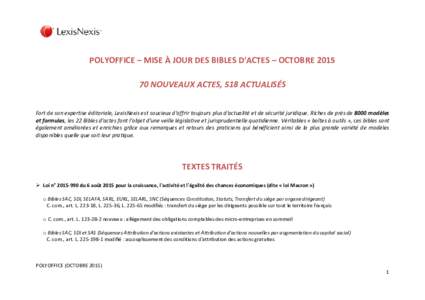 Mise à jour PolyOffice OCTOBRE 2015