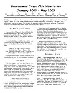 Sacramento Chess Club Newsletter January 2003 – May 2003 P R