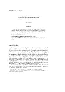 ICM 2002 • Vol. I • [removed]Galois Representations*