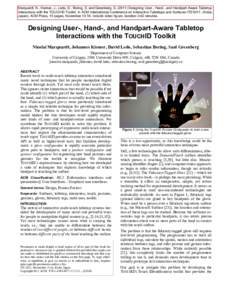 Software / Humancomputer interaction / User interface techniques / Computing / Gesture recognition / Gesture / Multi-touch / Glove / Posture / Surface computing / Tangible user interface / Fingerprint