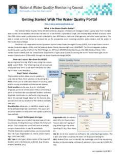 Getting Started With The Water Quality Portal http://www.waterqualitydata.us/ What is the Water Quality Portal? The national Water Quality Portal (Portal) combines physical, chemical and biological water quality data fro