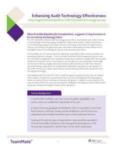 Enhancing Audit Technology Effectiveness  Key Insights from TeamMate’s 2011 Global Technology Survey Data Provides Baseline for Comparisons, Suggests 5-Step Framework for Increasing Technology Value