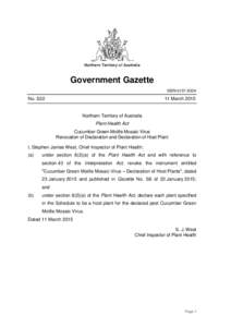 Northern Territory of Australia  Government Gazette ISSN-0157-833X  No. S22