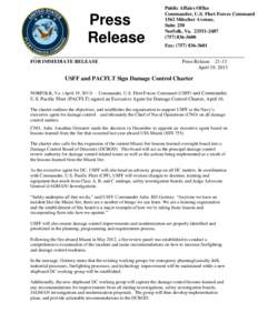 Press Release FOR IMMEDIATE RELEASE Public Affairs Office Commander, U.S. Fleet Forces Command