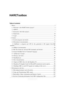 HARCToolbox Table of contents 1 Home.............................................................................................................................3 1.1 Welcome to the HARCToolbox project!..................