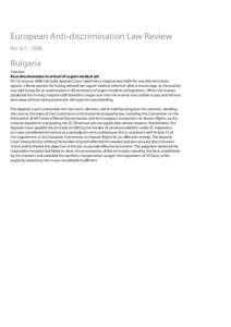 European Anti-discrimination Law Review No[removed]Bulgaria Case law Race discrimination in refusal of urgent medical aid