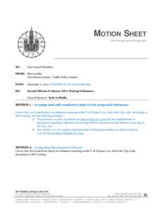 MOTION SHEET CITY COUNCIL of SALT LAKE CITY TO:  City Council Members