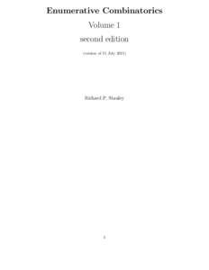 Enumerative Combinatorics Volume 1 second edition (version of 15 July[removed]Richard P. Stanley