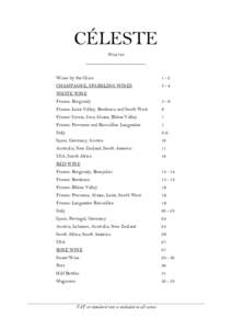 CÉLESTE Wine list Wines by the Glass  1-2
