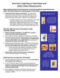 Nutrition Labeling at Fast-Food and