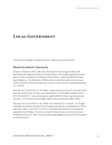 Local Government  Local Government This part of the Budget includes information related to local governments.