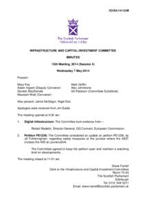 ICI/S4[removed]M  INFRASTRUCTURE AND CAPITAL INVESTMENT COMMITTEE MINUTES 13th Meeting, 2014 (Session 4) Wednesday 7 May 2014