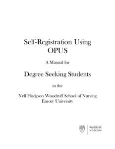 Self-Registration Using OPUS A Manual for Degree Seeking Students in the