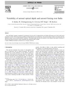 ARTICLE IN PRESS  Advances in Space Research xxxxxx–xxx www.elsevier.com/locate/asr  Variability of aerosol optical depth and aerosol forcing over India