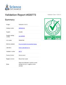 Validation Report #Summary Antigen Interleukin 6 (IL-6)