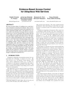 Evidence-Based Access Control for Ubiquitous Web Services Nishith Khantal IIT, Kanpur 
