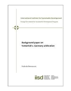 Background paper on Vattenfall v. Germany arbitration