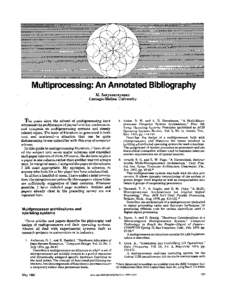 An An notated Bibliography  Multiprocessing: M. Satyanarayanan Carnegie-Mellon University,