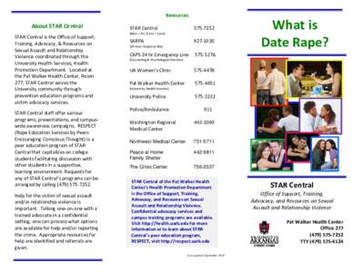 Rape / Violence / Crime / Human sexuality / Date rape / Rape crisis center / Sexual assault / Initiatives to prevent sexual violence / Acquaintance rape / Laws regarding rape / Domestic violence / Types of rape