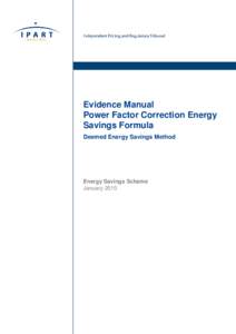 Evidence Manual Power Factor Correction Energy Savings Formula Deemed Energy Savings Method  Energy Savings Scheme