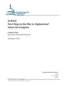 In Brief: Next Steps in the War in Afghanistan? Issues for Congress