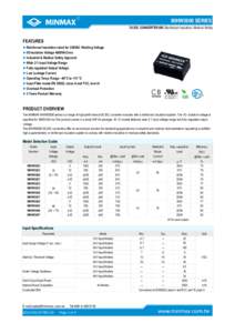 ®  MIHW3000 SERIES DC/DC CONVERTER 6W, Reinforced Insulation, Medical Safety  FEATURES