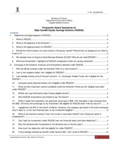 F. No. 1/8/SM/2012 Ministry of Finance Department of Economic Affairs (Capital Market Division)  Frequently Asked Questions on
