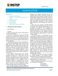 AUGUSTNEWSLETTER In this issue: 1. 2.