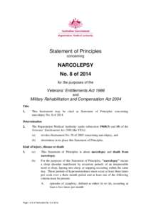 Microsoft Word - SoP[removed]of[removed]BoP[removed]narcolepsy - 15 January 2014.DOC