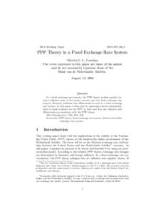 BNA Working Paper  BNA.WP/06/2 PPP Theory in a Fixed Exchange Rate System Miriela G. L. Carolina