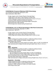 IExpansion Project, handout - Business meeting - Construction Schedule for I-39/90, US 14 interchange and WIS 26 interchange, March 19, 2015