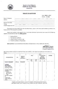 Republic of the Philippines  COURT OF TAX APPEALS Quezon City  REQUEST FOR QUOTATION