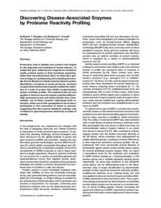 Chemistry & Biology, Vol. 11, 1523–1531, November, 2004, 2004 Elsevier Ltd. All rights reserved.  DOIj .c he m bi ol2 3 Discovering Disease-Associated Enzymes by Proteome Reactivity Profili