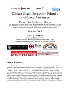 Climate-Smart, Ecosystem-Friendly Livelihoods Assessment Partners for Resilience - Kenya The Netherlands Red Cross, The Catholic Organization for Relief and Development Aid, Red Cross/Red Crescent Climate Centre, Wetland