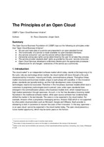 The Principles of an Open Cloud OSBF’s 