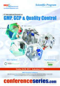 Scientific Program 4th International Summit on GMP, GCP & Quality Control  Silver Sponsor