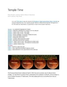 Temple-Time How All God’s Cosmic Clocks Chime in Harmony and to Whom They Point (In a rush? Click here to view the timeline of all Passover-Tabernacles Blood-Moon Tetrads. By seeing the big picture over time, hopefully