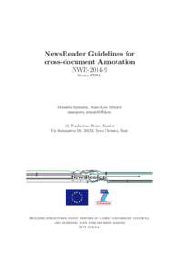 NewsReader Guidelines for cross-document Annotation NWRVersion FINAL  Manuela Speranza, Anne-Lyse Minard