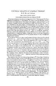 FUNCTORIAL SEMANTICS OF ALGEBRAIC THEORIES* BY F. WILLIAM LAWVERE REED COLLEGE, PORTLAND, OREGON