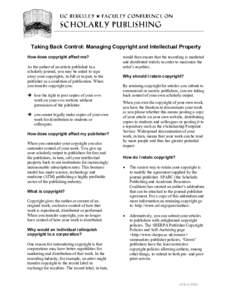 Taking Back Control: Managing Copyright and Intellectual Property