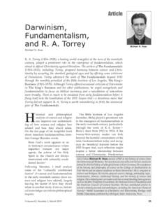 Article  Darwinism, Fundamentalism, and R. A. Torrey