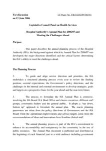 For discussion on 12 June 2006 LC Paper No. CB[removed])  Legislative Council Panel on Health Services