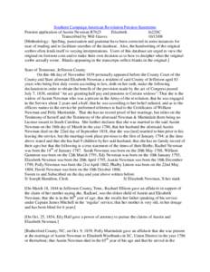Southern Campaign American Revolution Pension Statements Pension application of Austin Newman R7625 Elizabeth fn22SC Transcribed by Will Graves[removed]