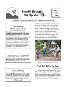 Sept. / Oct[removed]Newsletter of Austin Butterfly Forum, Inc.  Club Meeting