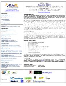 Call for Papers 3 Co-located with the 12th Business Rules Forum  rd