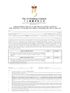 The 13 Holdings Limited 十三集團有限公司 (Incorporated in Bermuda with limited liability) (Stock code: 577)