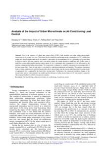 MATEC Web of Conferences 50,  ) DOI: m atecconf0 3  C Owned by the authors, published by EDP Sciences, 2016  Analysis of the Impact of Urban Microclimate on Air Conditioning Load