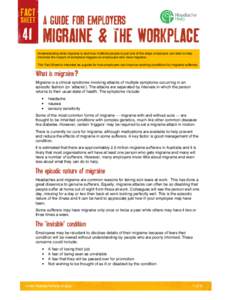 F41 Migraine & the Workplace - A Guide for Employers